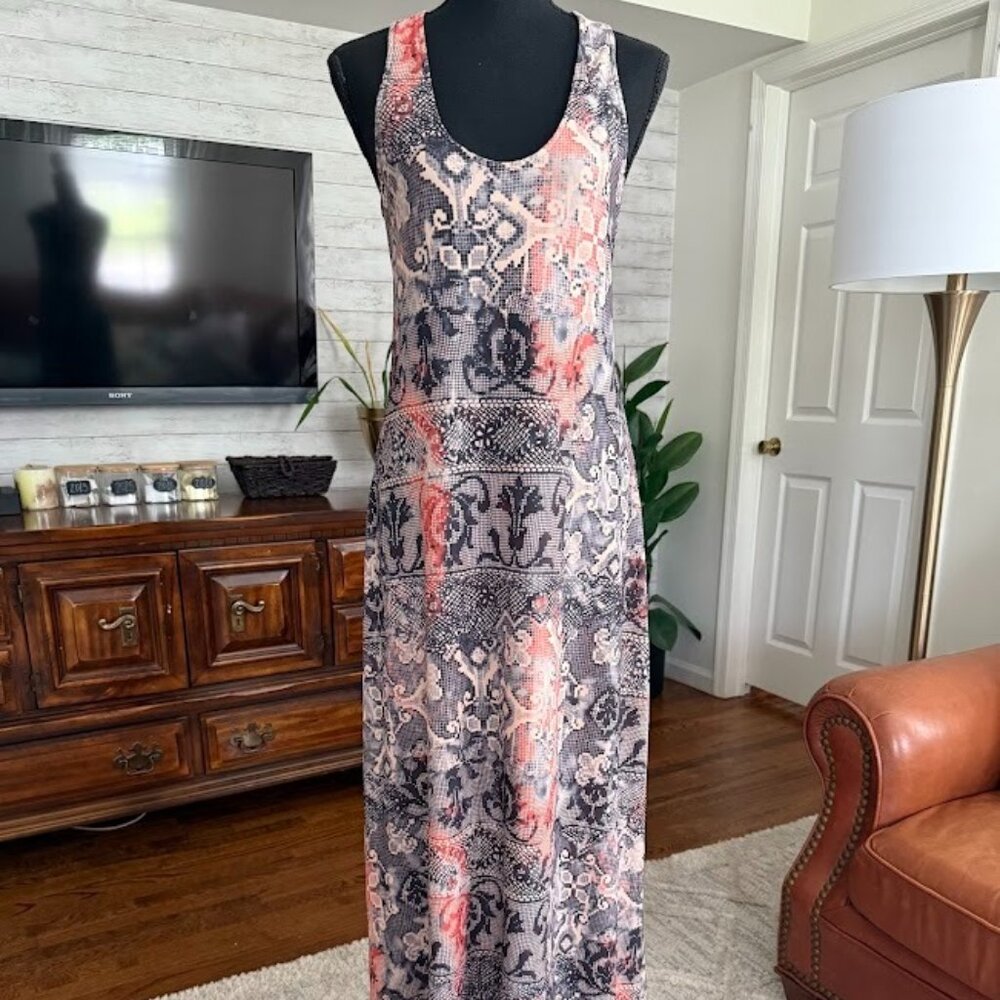 Viereck Multicolor Razor Back Sleeveless Printed Maxi Dress Womens Size Medium